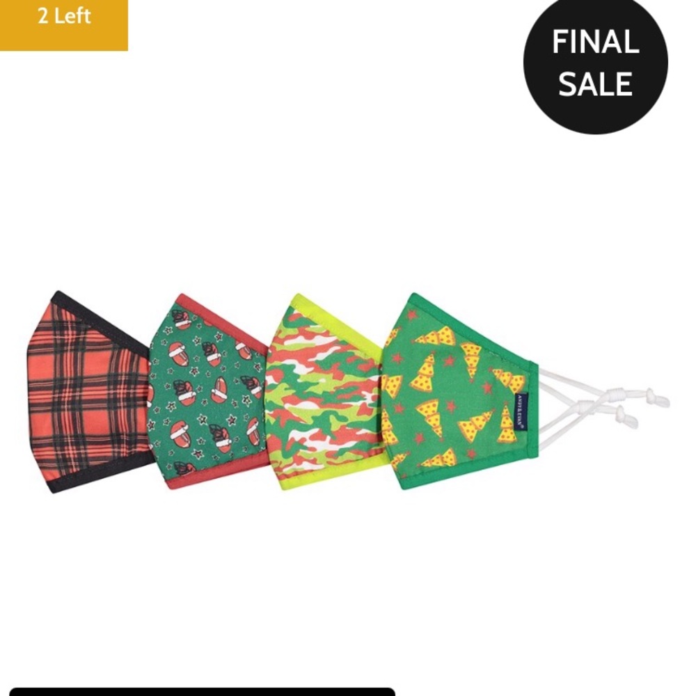 4- pack of cotton Kids masks Andy & Evan Holiday Designs